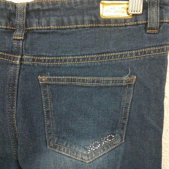 XOXO Girls' Stretch Skinny Jean, Dark Wash Embroid - Picture 5 of 5